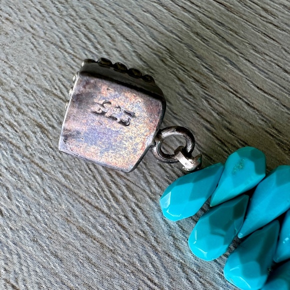 Sleeping Beauty Turquoise Bracelet w Moonstone Clasp – 1990s Vintage - Picture 8 of 15